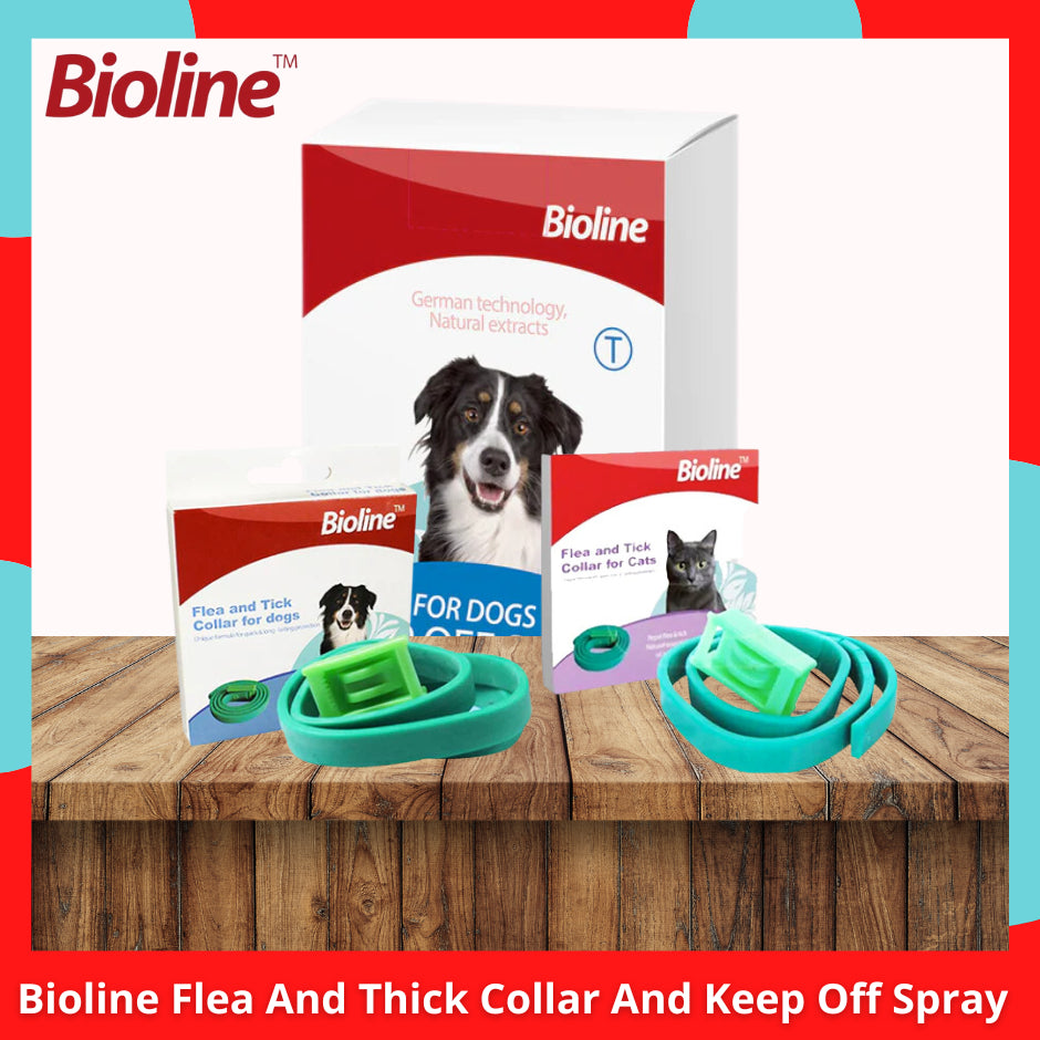 Bioline Keep Off Spray 300ml &amp; Flea And Thick Collar For Dogs &amp; Cats