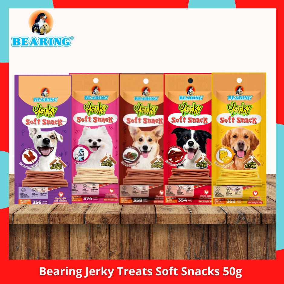 Bearing Jerky Treats Soft Snacks 50g / 80g  Beef &amp; Liver l Milk l Roasted Liver l Lamb l Cheese