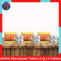 AKIIKA Albendazole Anti-Worm Tablets 0.1g x 4 Tablets